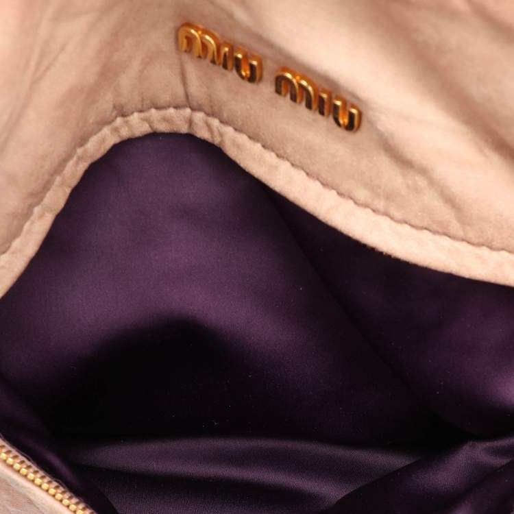 Pre Owned Miu Miu Beige Leather Lily Distressed Satchel