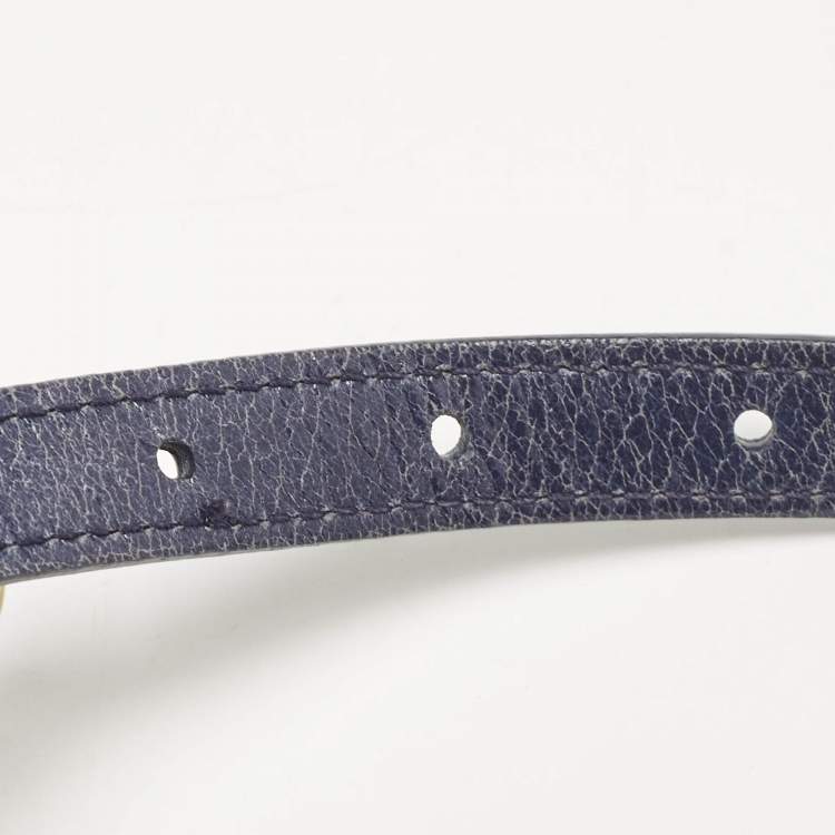 مملوكة مسبقًا Miu Miu Navy Blue Vitello Shine Leather Pushlock Flap Crossbody Bag