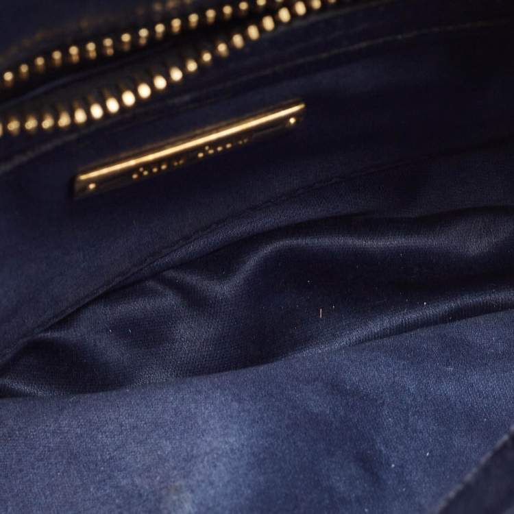 مملوكة مسبقًا Miu Miu Navy Blue Vitello Shine Leather Pushlock Flap Crossbody Bag