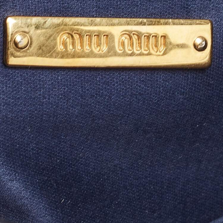 مملوكة مسبقًا Miu Miu Navy Blue Vitello Shine Leather Pushlock Flap Crossbody Bag