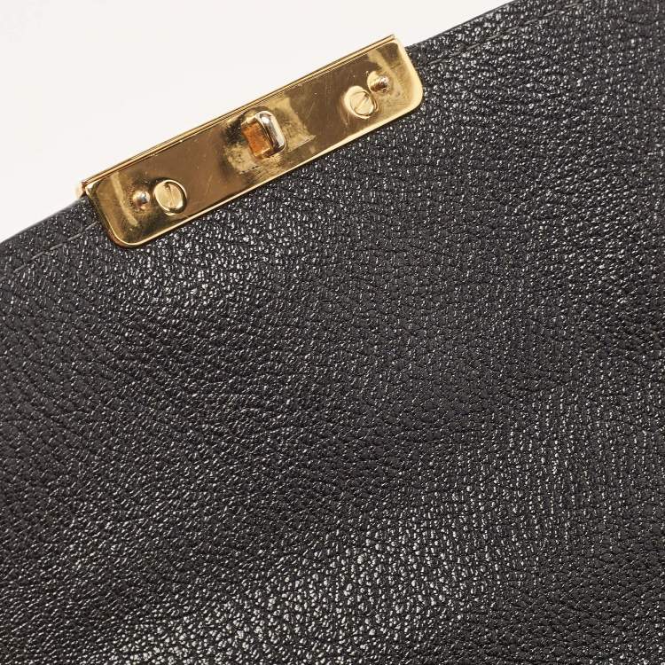 Pre Owned Miu Miu Black Madras Leather Flap Shoulder Bag