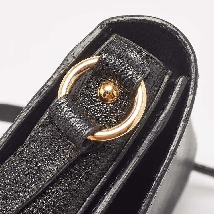 Pre Owned Miu Miu Black Madras Leather Flap Shoulder Bag