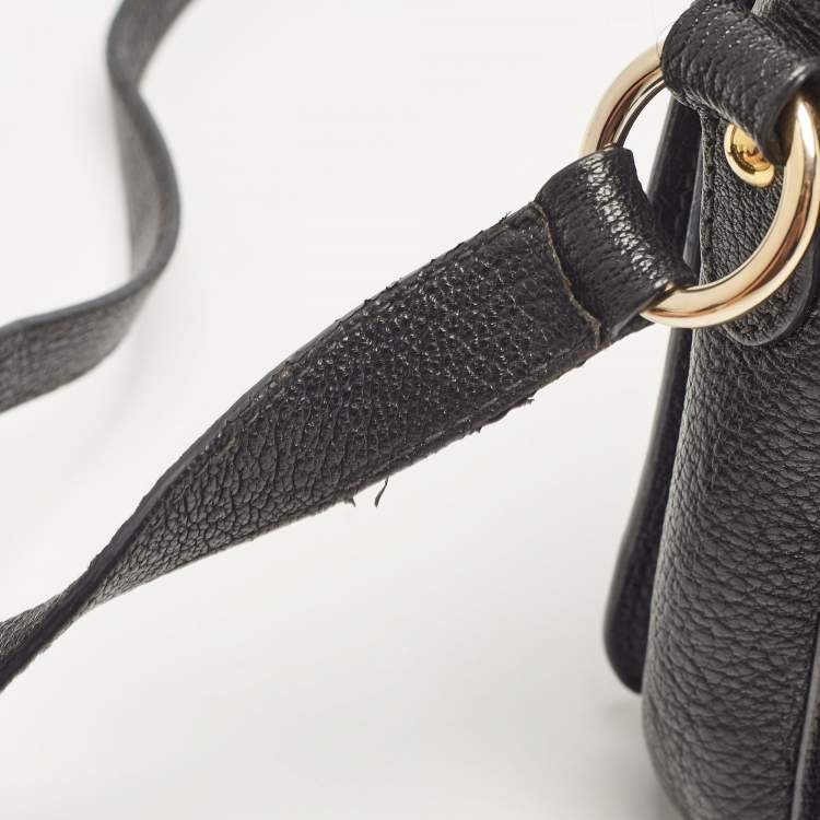 Pre Owned Miu Miu Black Madras Leather Flap Shoulder Bag