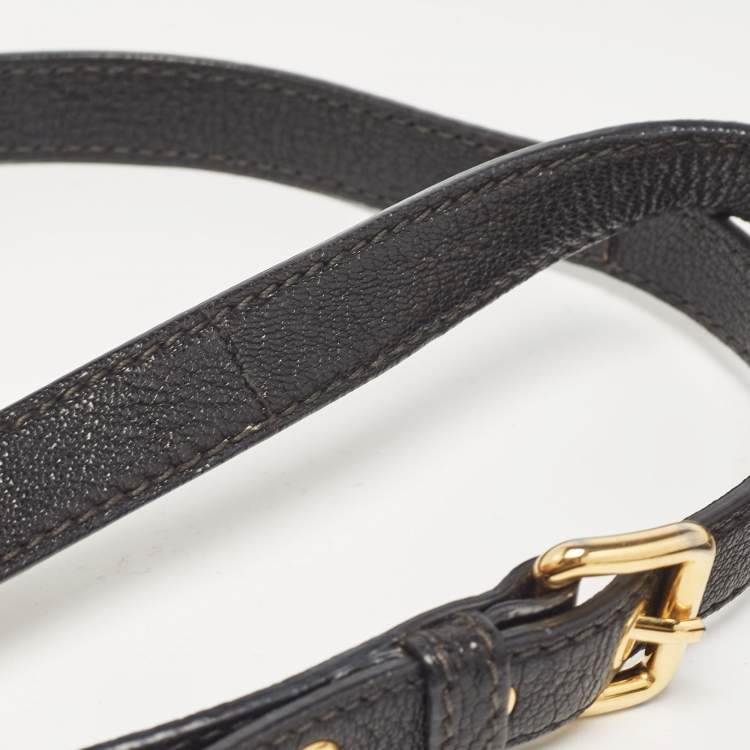 Pre Owned Miu Miu Black Madras Leather Flap Shoulder Bag