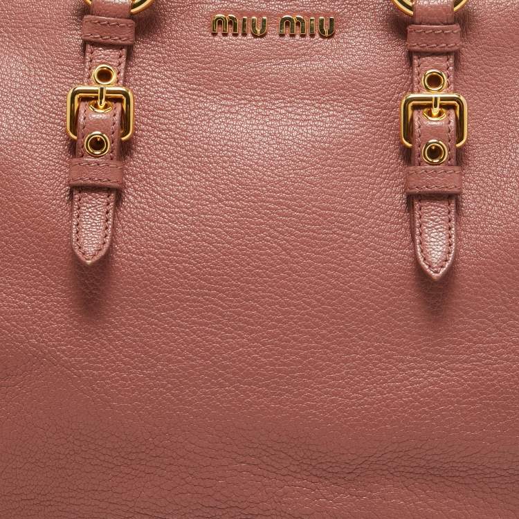 Pre Owned Miu Miu Old Rose Madras Leather Satchel