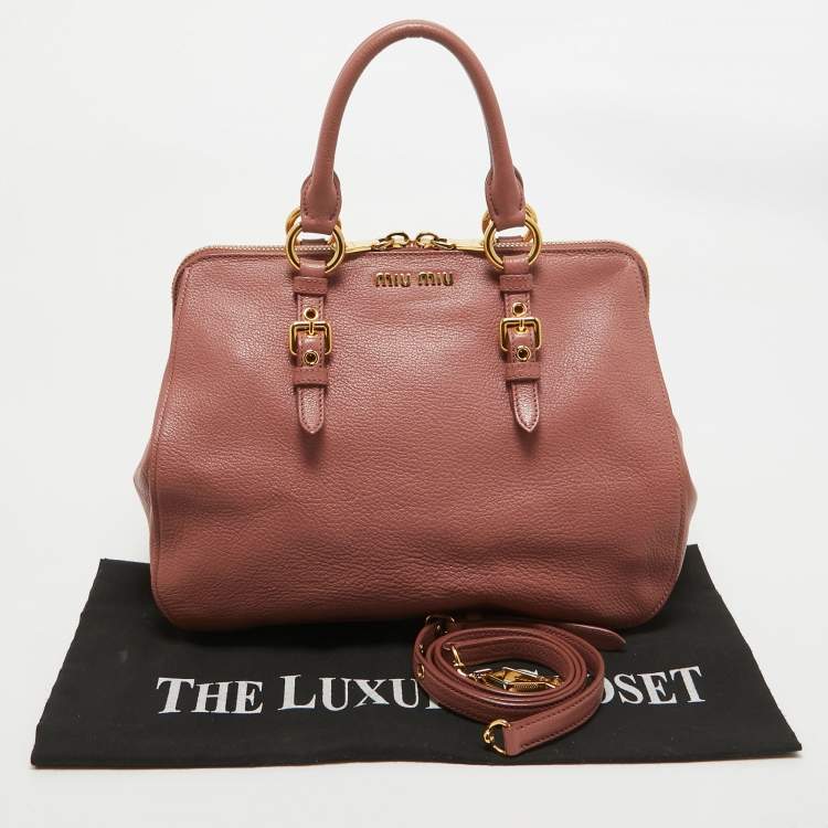Pre Owned Miu Miu Old Rose Madras Leather Satchel