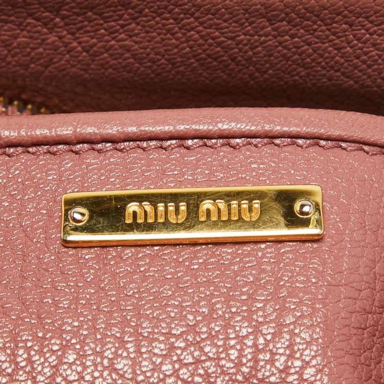 Pre Owned Miu Miu Old Rose Madras Leather Satchel