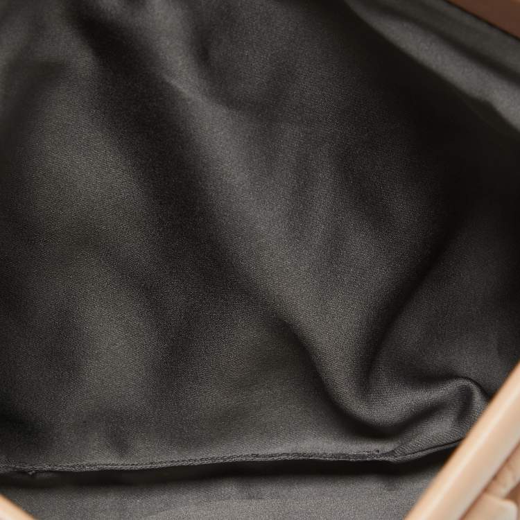Pre Owned Miu Miu Blush Pink Matelassé Leather Frame Clutch