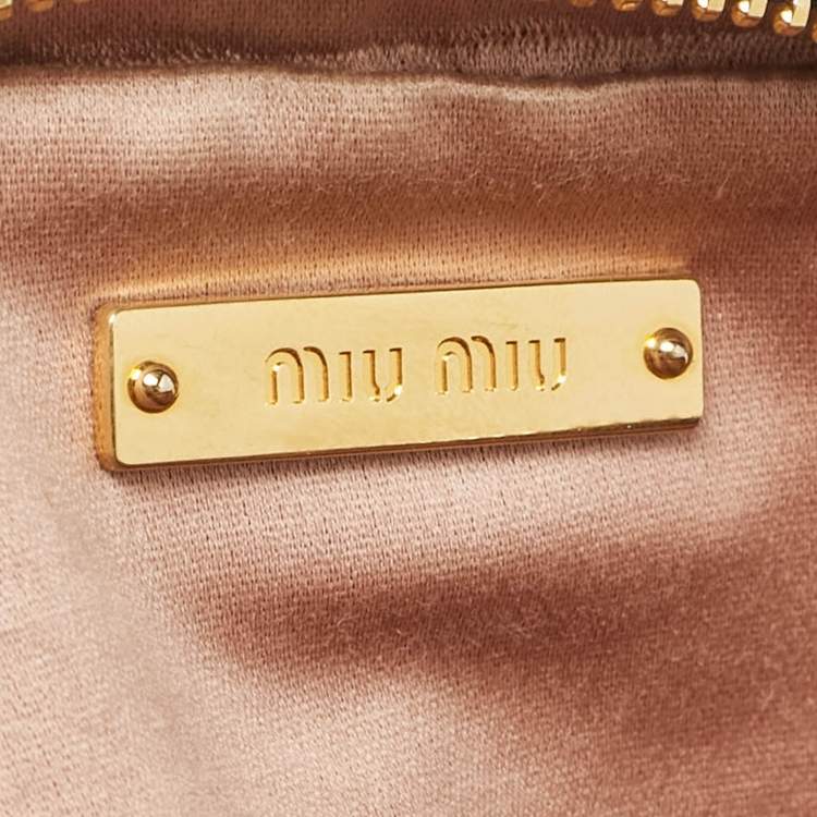 Pre Owned Miu Miu Blue Matelassé Leather Double Zip Crossbody Bag