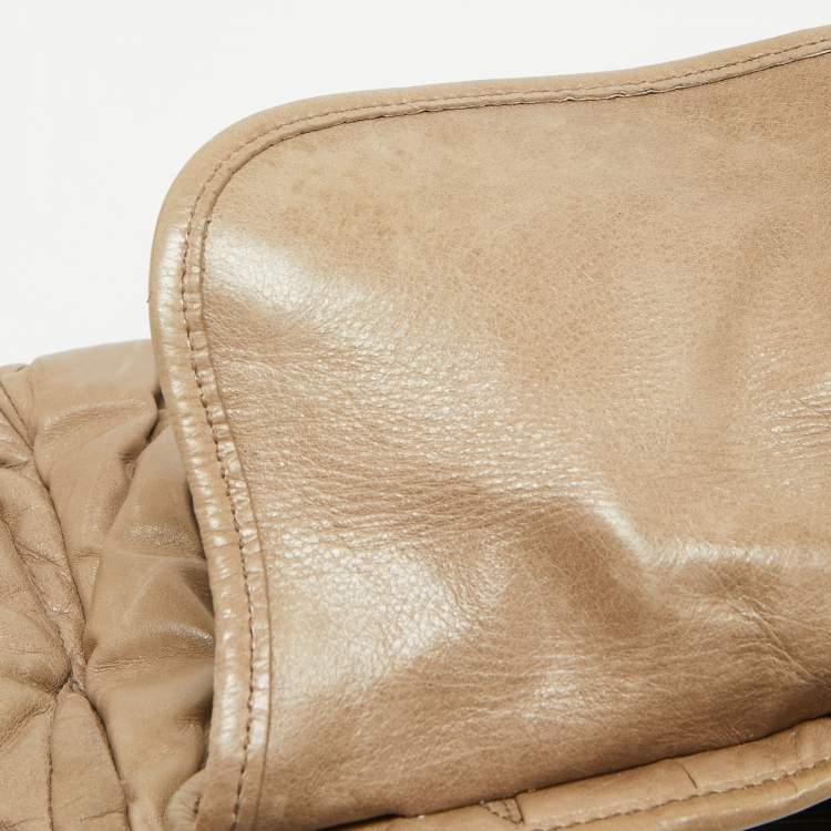 Pre Owned Miu Miu Light Green Matelassé Leather Coffer Hobo