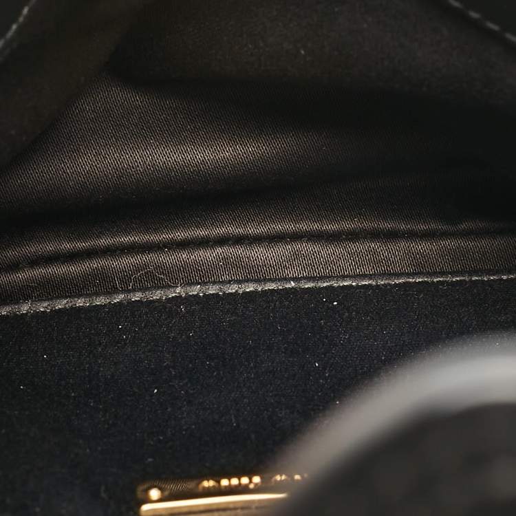 Pre Owned Miu Miu Black Leather Jewel Embellished Buckle Chain Clutch
