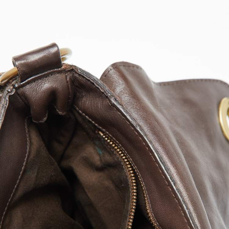 Pre Owned Miu Miu Brown/White Cow Print Calfhair and Leather Hobo