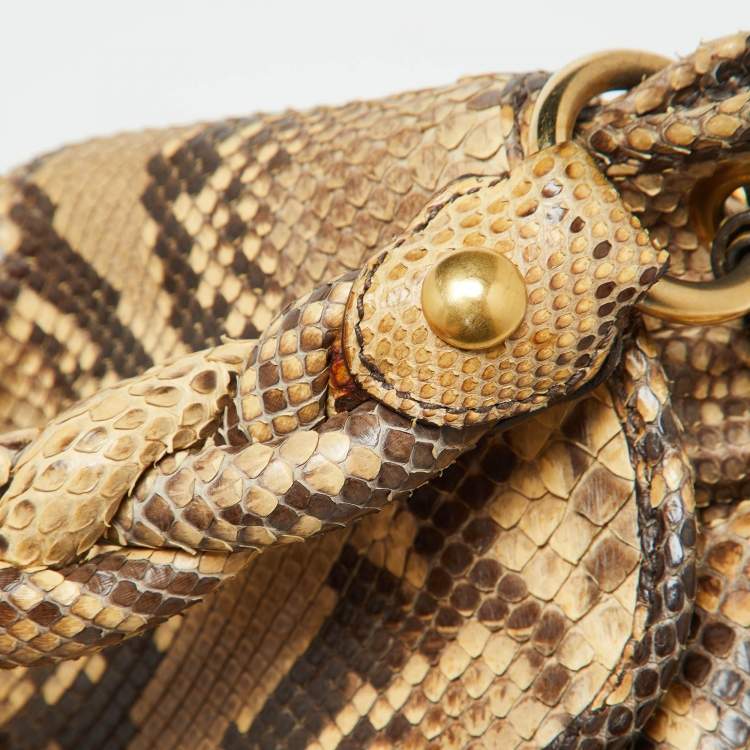 Pre Owned Miu Miu Brown Matelassé Python Coffer Hobo