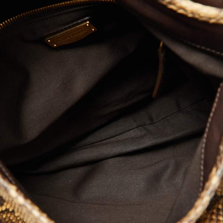 Pre Owned Miu Miu Brown Matelassé Python Coffer Hobo