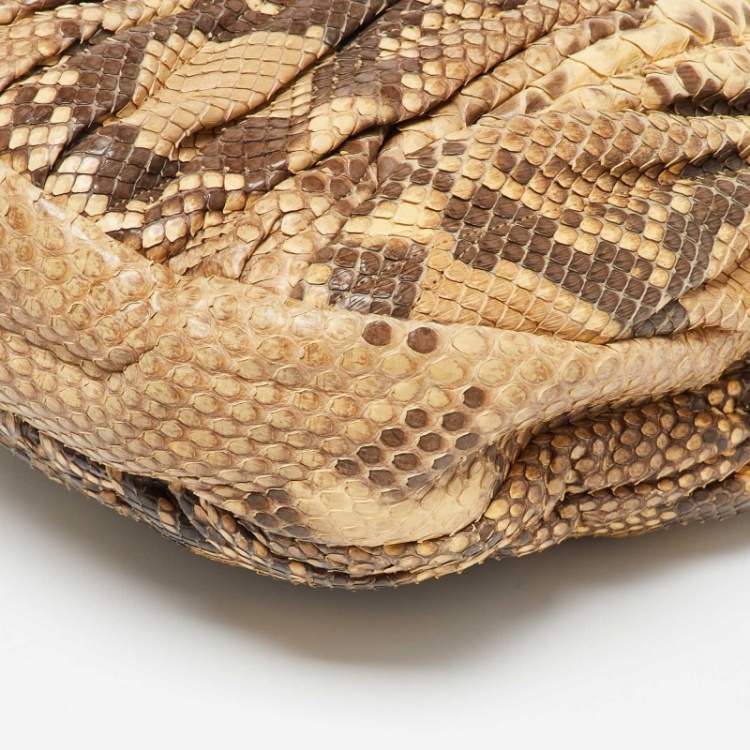 Pre Owned Miu Miu Brown Matelassé Python Coffer Hobo