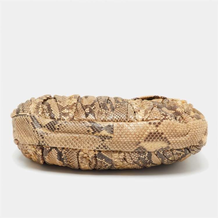 Pre Owned Miu Miu Brown Matelassé Python Coffer Hobo