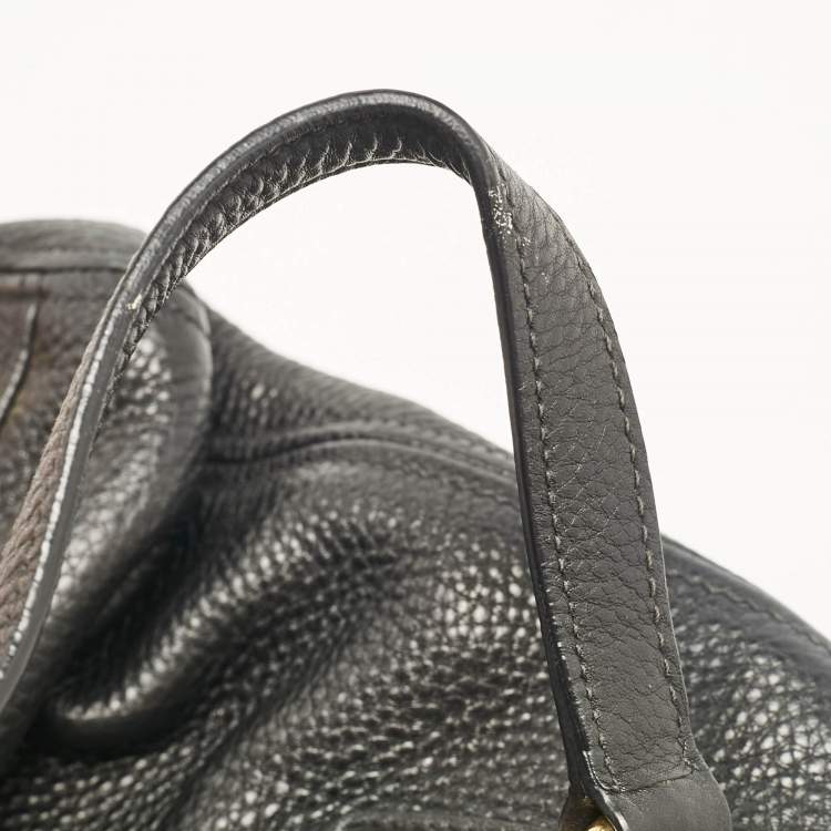 Pre Owned Miu Miu Black Leather Middle Zip Tote