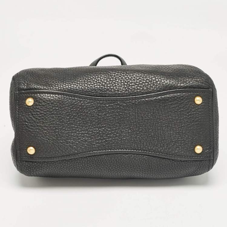 Pre Owned Miu Miu Black Leather Middle Zip Tote