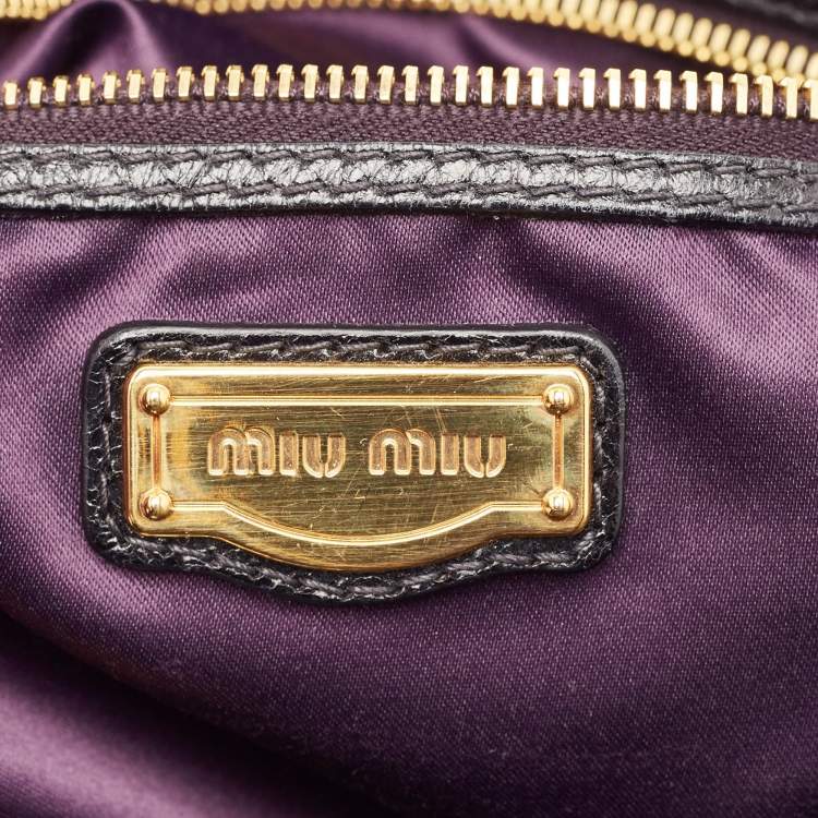 Pre Owned Miu Miu Multicolor Leather Patchwork Crystals Hobo