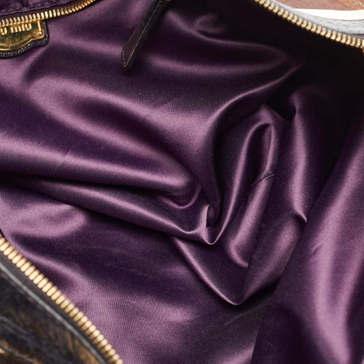 Pre Owned Miu Miu Multicolor Leather Patchwork Crystals Hobo
