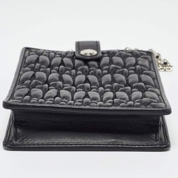 Pre Owned Miu Miu Black Matelasse Leather Phone Holder Crossbody Bag