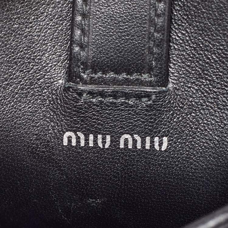 Pre Owned Miu Miu Black Matelasse Leather Phone Holder Crossbody Bag