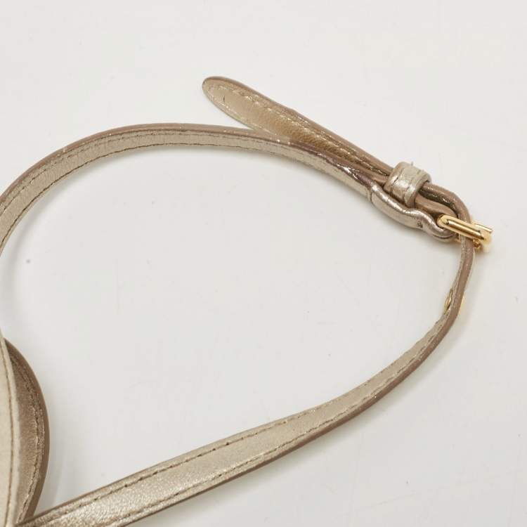 Pre Owned Miu Miu Gold Matelassé Leather Double Zip Crossbody Bag
