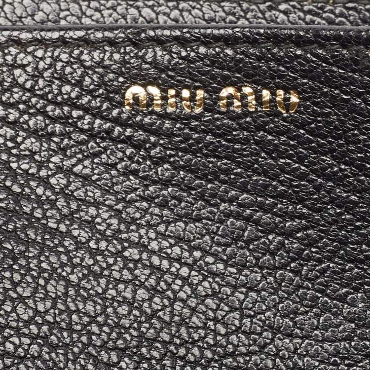 Pre Owned Miu Miu Cream/Black Lizard Embossed Leather Crossbody Bag