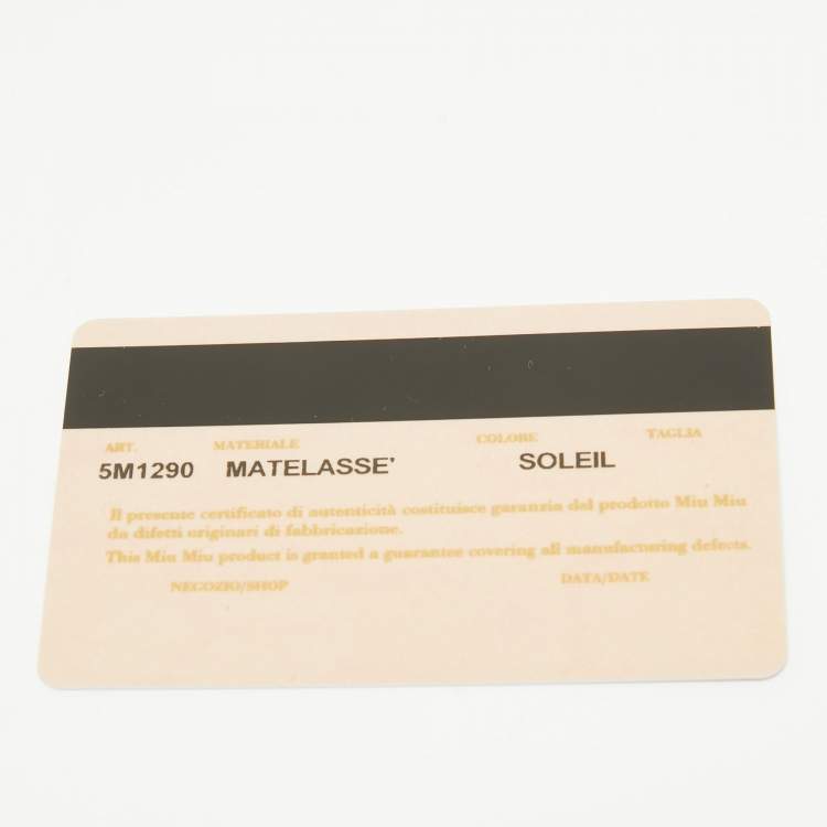 Pre Owned Miu Miu Mustard Matelassé Leather Flap Wallet On Chain