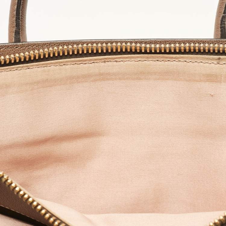 Pre Owned Miu Miu Brown/Beige Madras Leather Bicolor Tote
