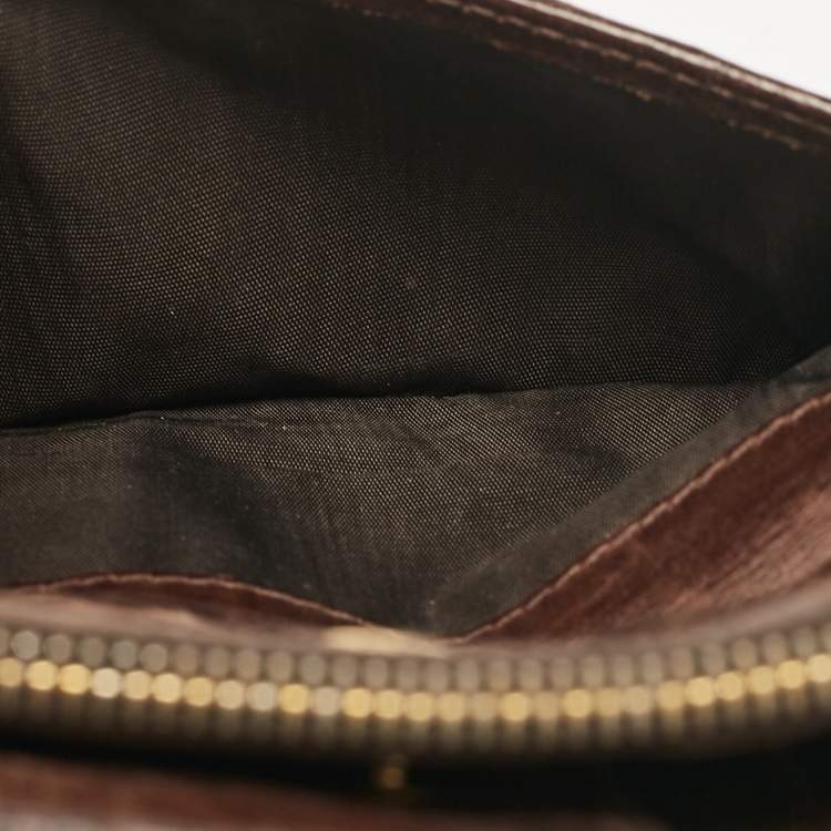 Pre Owned Miu Miu Dark Brown Matelassé Leather Clasp Lock Continental Wallet