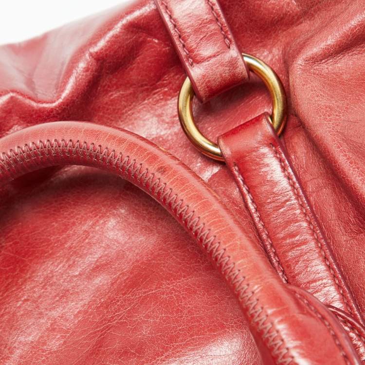 Pre Owned Miu Miu Rust Red Leather Bow Tote