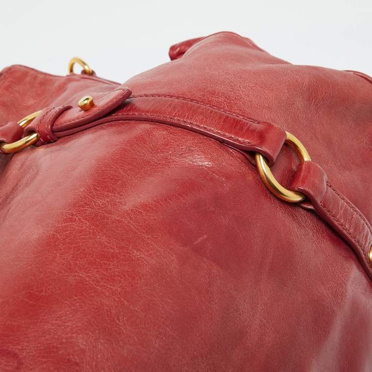 Pre Owned Miu Miu Rust Red Leather Bow Tote