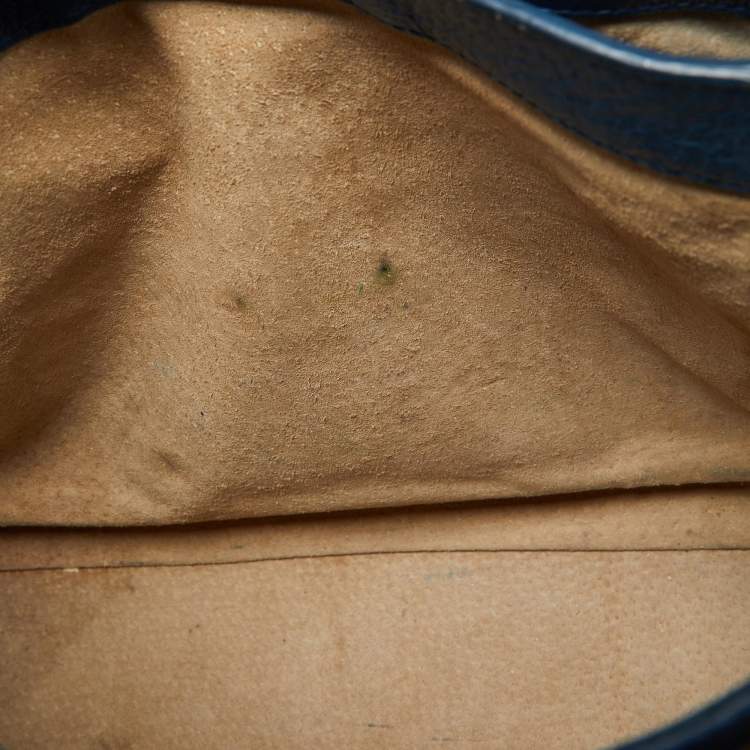 Pre Owned Miu Miu Blue Madras Leather Pushlock Tote
