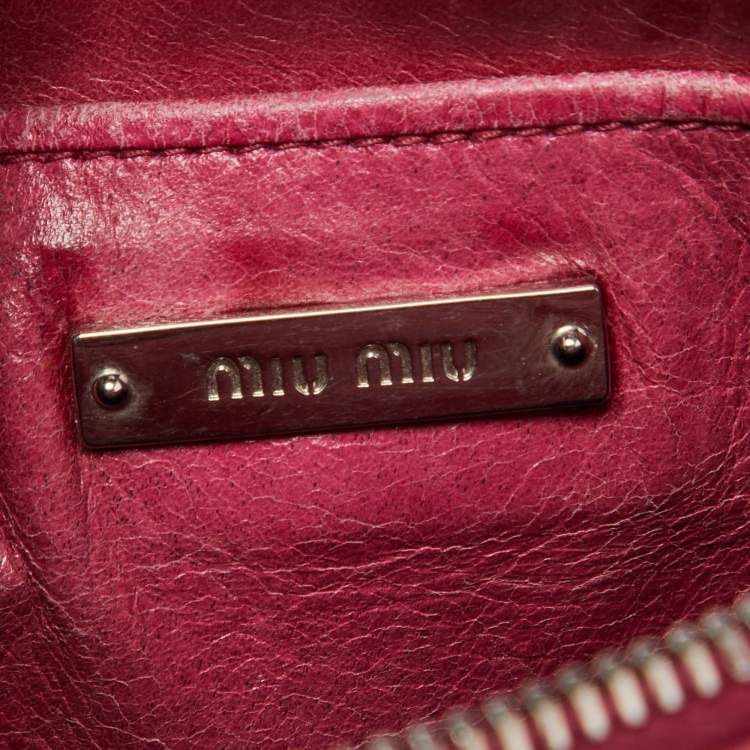 Pre Owned Miu Miu Pink Leather Matalasse Shoulder Bag