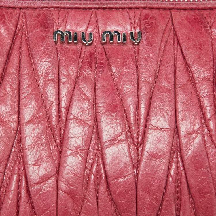Pre Owned Miu Miu Pink Leather Matalasse Shoulder Bag