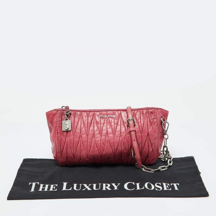 Pre Owned Miu Miu Pink Leather Matalasse Shoulder Bag