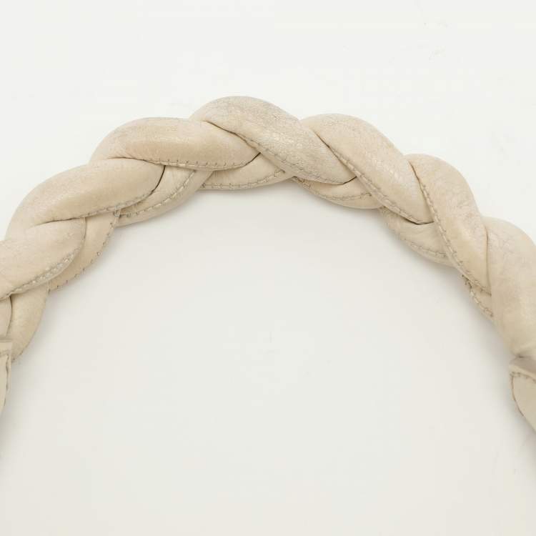 Pre Owned Miu Miu Beige Matelassé Leather Coffer Hobo