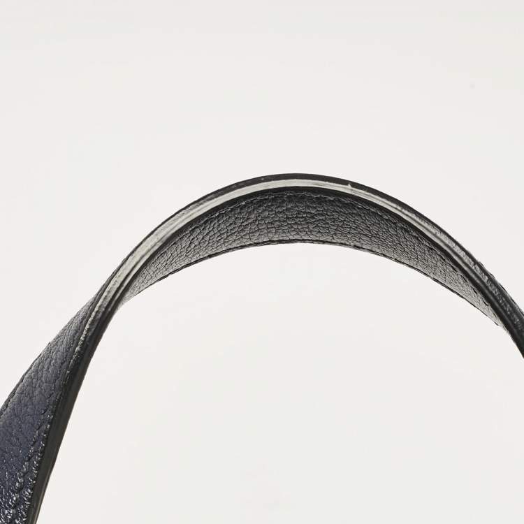 Pre Owned Miu Miu Navy Blue Leather Madras Top Handle Bag