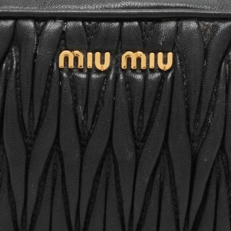 Pre Owned Miu Miu Black Matelasse Leather Camera Crossbody Bag