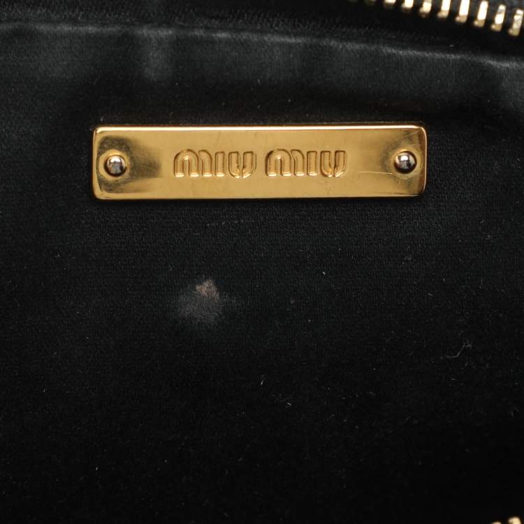 Pre Owned Miu Miu Black Matelasse Leather Camera Crossbody Bag