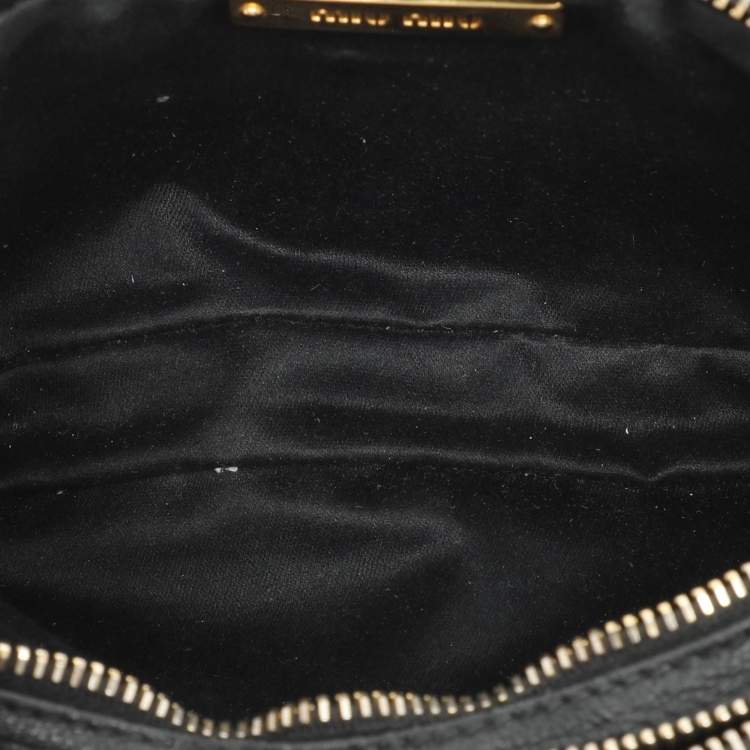 Pre Owned Miu Miu Black Matelasse Leather Camera Crossbody Bag