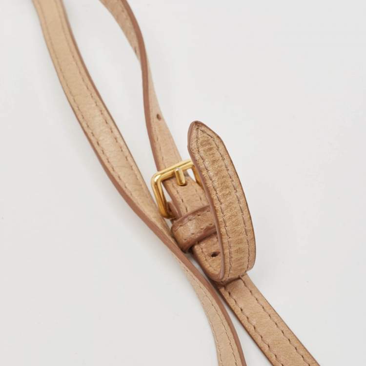 Pre Owned Miu Miu Beige Matelassé Leather Double Zip Camera Crossbody Bag