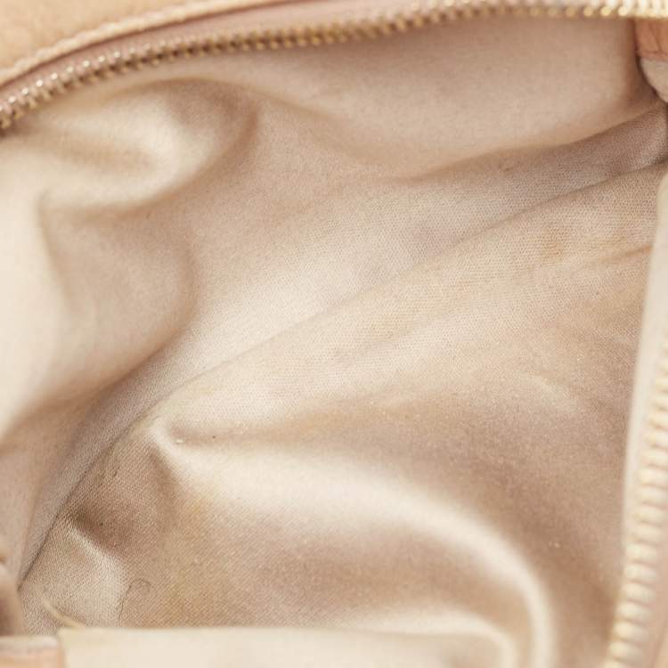 Pre Owned Miu Miu Beige Matelassé Leather Double Zip Camera Crossbody Bag