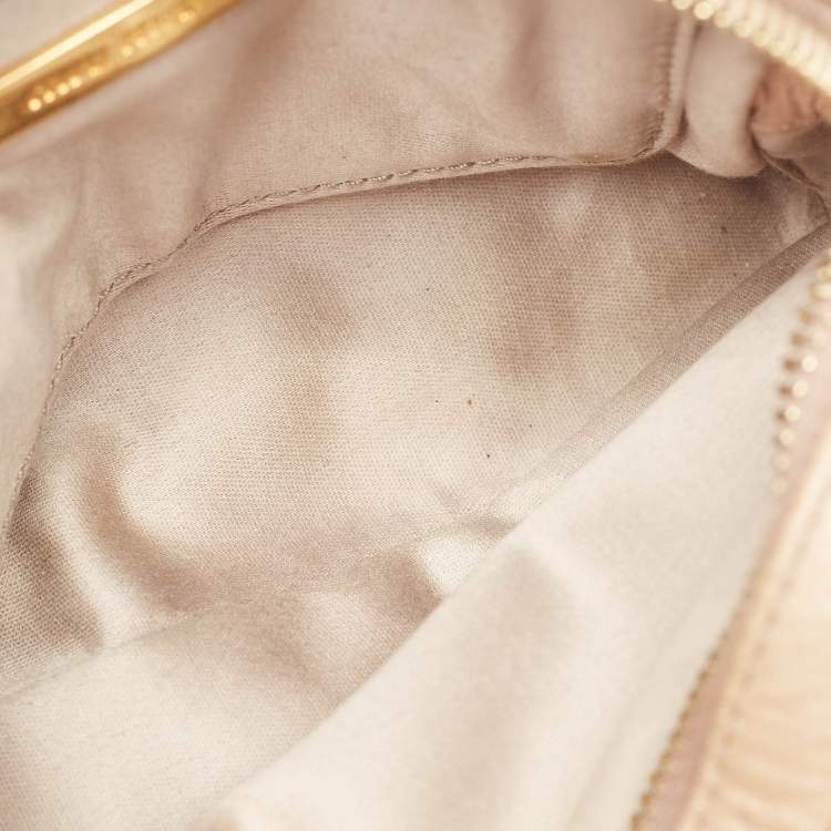 Pre Owned Miu Miu Beige Matelassé Leather Double Zip Camera Crossbody Bag