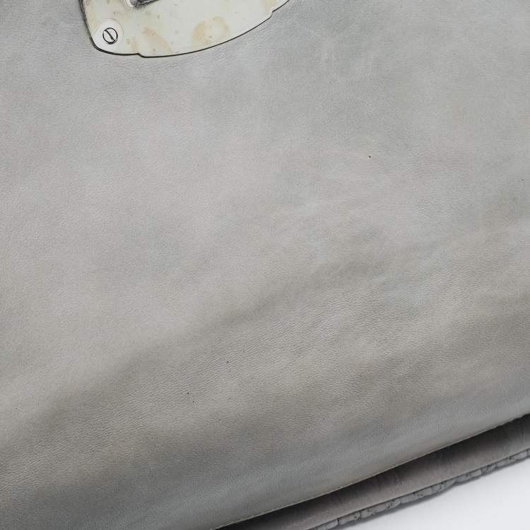 Pre Owned Miu Miu Grey Matelassé Leather Crystal Cloqué Flap Shoulder Bag