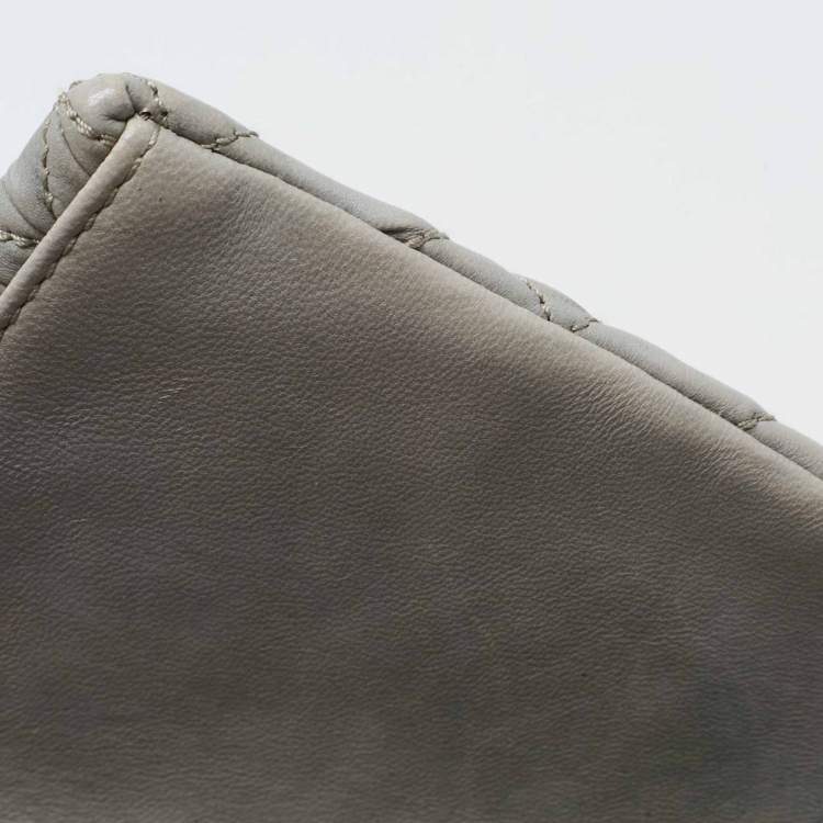 Pre Owned Miu Miu Grey Matelassé Leather Crystal Cloqué Flap Shoulder Bag