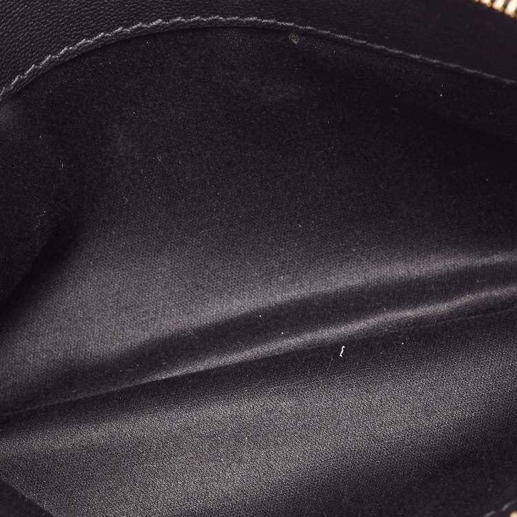 Pre Owned Miu Miu Black/Tan Leather Mesh and Straw Bucket Bag
