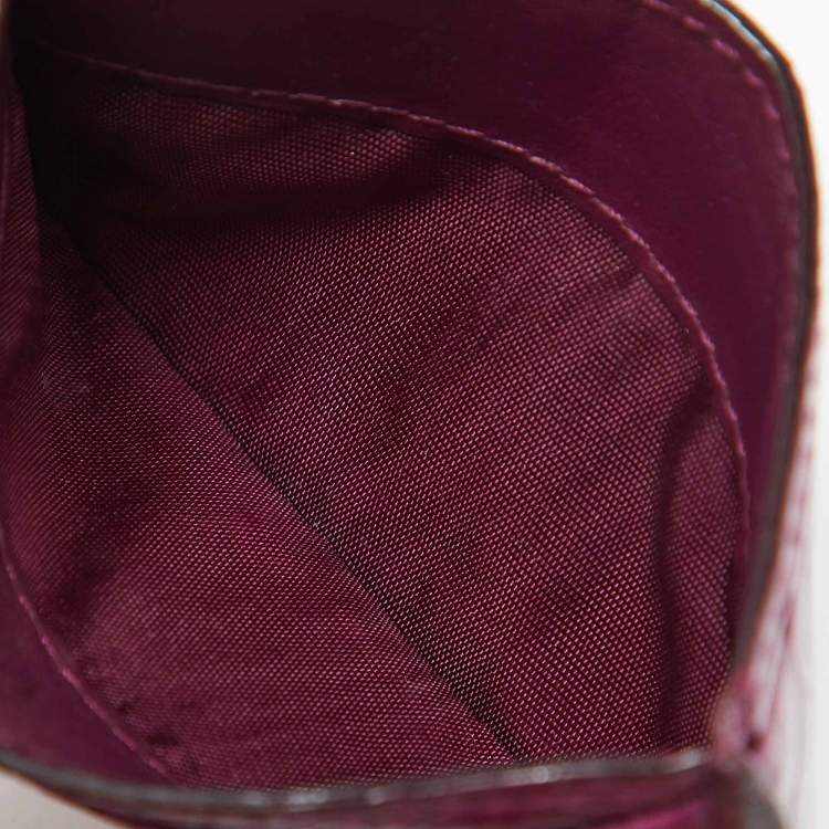 Pre Owned Miu Miu Purple Alligator Embossed Leather Card Case