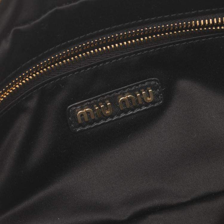 Pre Owned Miu Miu Leather Black MATELASSE Second Clutch Bag